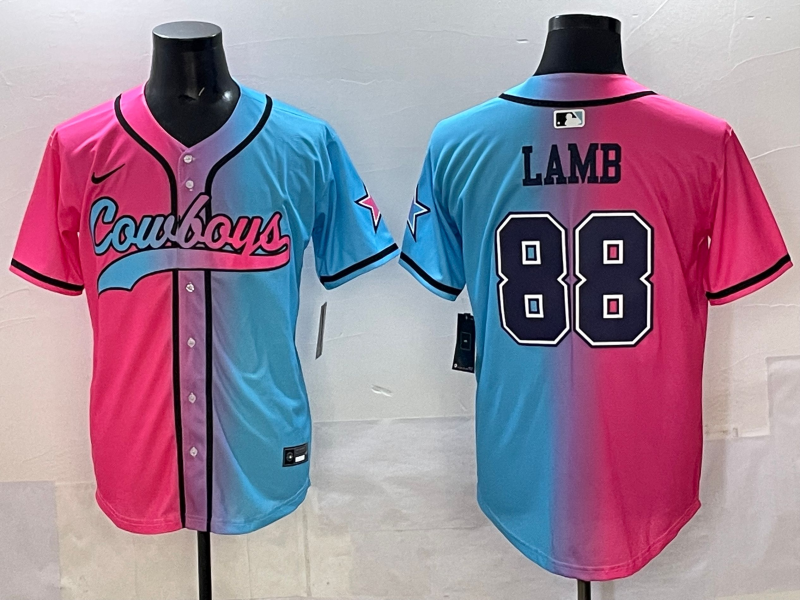 Men's Dallas Cowboys CeeDee Lamb #88 Pink/Blue Jersey